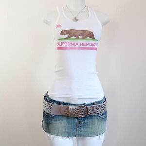 y2k california republic bear graphic ribbed tank top fitted cami